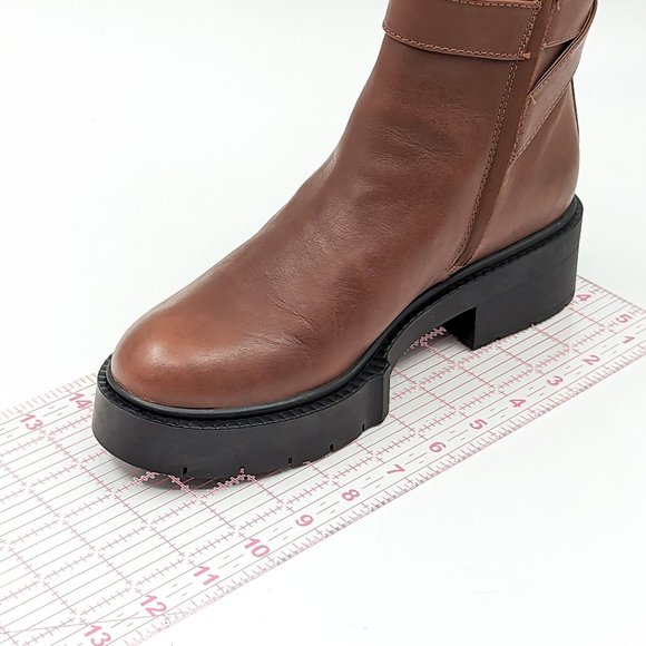 Coach Women Lacey Brown Leather Buckle Platform Office Dressy Boots size 7.5 - Picture 4 of 13